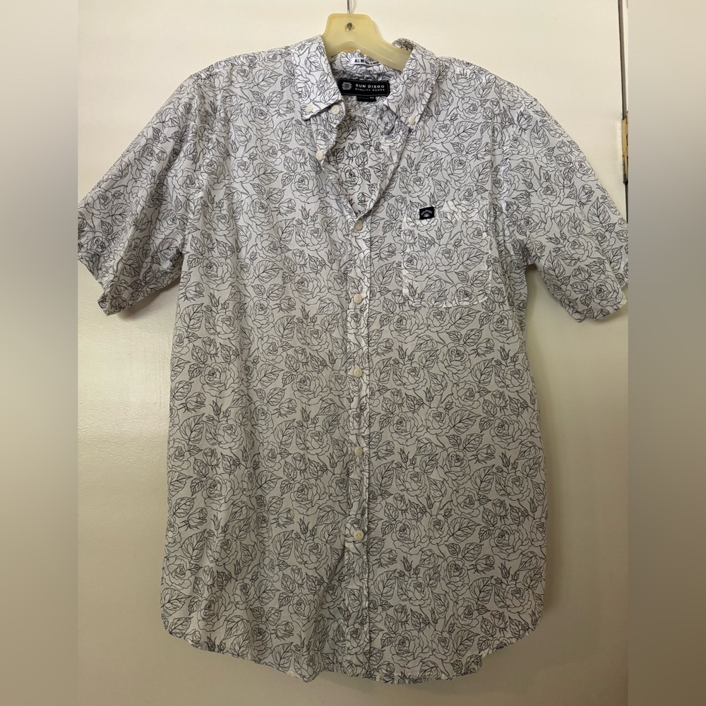 Casual Button Down Shirt with Rose Print